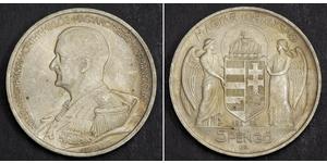  
  1939, Hungary (Regency), Miklós Horthy de Nagybánya. Large Silver 5 Pengo Coin.   Mint Year: 1939 Reference: KM-517. Mintage: 408,000 pcs.    Mint Place: Budapest (B.P.) Denomination: 5 Pengö ...