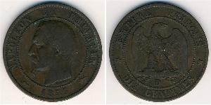 10 Сент Вторая французская империя (1852-1870) Медь Наполеон III Бонапарт (1808-1873)
