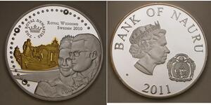 NAURU 1 Dollar 2011 Proof - Silver plated Copper - Royal Marriage Sweden - 809 *