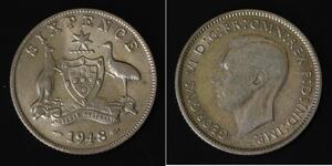 AUSTRALIA Sixpence 1948 - Silver 0.500 - George VI. - VF- - 1565