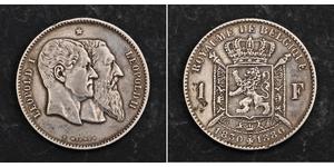  
 
   1880, Belgium, Leopold II. Silver 1 Franc 