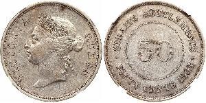 50 Cent Insediamenti dello Stretto (1826 - 1946) Argento Vittoria (1819 - 1901)