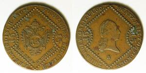 AUSTRIA 15 Kreuzer 1807 A - Copper - Franz II. (I.) - VF - 3403