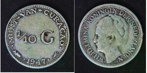 CURACAO (Kingdom of Netherlands) 1/10 Gulden 1947 - Silver 0.640 - F/VF - 2342