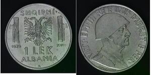ALBANIA (Italian Occupation) 1 Lek 1939 R - Stainless Steel - Magnetic - 4318