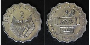 RWANDA 2 Francs 1970 - Aluminum - F.A.O. - aUNC - 3105