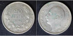 BULGARIA 20 Leva 1940 A - Copper/Nickel - Boris III. - VF/XF - 3268