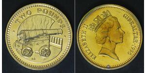 GIBRALTAR 2 Pounds 1990 AA - Virenium - Elizabeth II. - aUNC - 3135