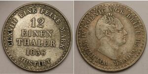 HANNOVER (Germany) 1/12 Thaler 1836 B - Silver 0.52 - William IV. -  VF+ - 2073*