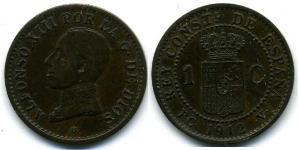 1 Centimo Kingdom of Spain (1874 - 1931) Bronze Alfonso XIII of Spain (1886 - 1941)