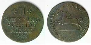 BRUNSWICK WOLFENBUTTEL 2 Pfennige 1826 CvC - Copper - Karl II. - VF - 1051