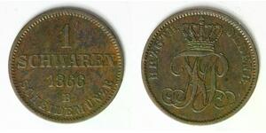 OLDENBURG 1 Schwaren 1866 B - Copper - Nicolaus Friedrich Peter - XF - 1103
