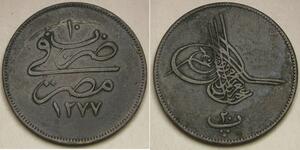 EGYPT 20 Para AH 1277 / 10 (1869) - Bronze - Abdul Aziz - VF/XF - 1930 *