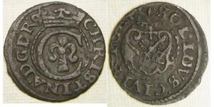 RIGA (Livonia - Swedish) Solidus / Schilling 1644 - Billon - Christina - 2368 *