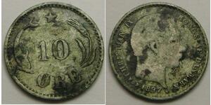 DENMARK 10 Ore 1897 - Billon 0.4 - Christian IX. - VF+ - 3887 *