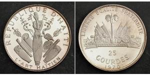  
 
  Urcaquary 1970, Haiti. Huge Proof Silver 25 Gourdes Coin. (117gm!) Only 1,000 Pcs. Struck!   Mint Year: 1970  Condition: Proof!   Mintage: 1,000pcs.  References: KM-67.1.  Denominations: 25 ...