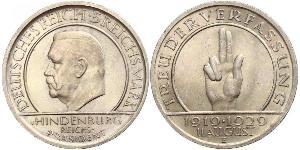 5 Mark / 5 Reichsmark Weimarer Republik (1918-1933) Silber Paul von Hindenburg