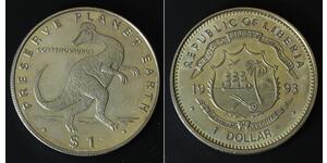 LIBERIA 1 Dollar 1993 - Copper/Nickel - Preserve Planet Earth - aUNC - 3099