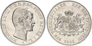1 Thaler Principado de Reuss (línea mayor) (1778 - 1918) Plata Enrique LXVII de Reuss (línea menor)