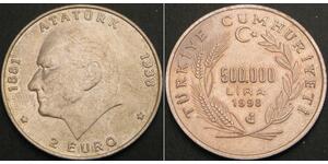 TURKEY 500000 Lira 1998 - Transition From Lira To Euro - aUNC - 1324 