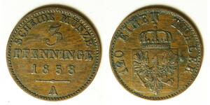 PRUSSIA (German State) 3 Pfennig 1858 A - Copper - Friedrich Wilhelm IV. - 4257