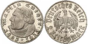 2 Reichsmark 納粹德國 (1933 - 1945) 銀 馬丁·路德