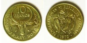 MALAGASY REPUBLIC 10 Francs 1972 - Aluminum/Bronze - F.A.O. - aUNC - 2501