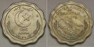 PAKISTAN 1 Anna 1948 - Copper-Nickel - XF/aUNC - 2868 *