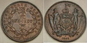 NORTH BORNEO 1 Cent 1889 H - Bronze - VF+ - 1959 *