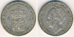 Нидерланды
1 гульден (1923 г.)
Серебро
Вильгельмина I. Номер по Краузе КМ#161.1, 720-я проба, 10 г, 28 мм.
