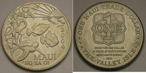HAWAII 1 Maui Trade Dollar 2004 - Copper-Nickel - Turtle - aUNC - 2603 *