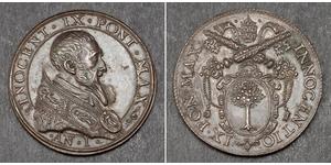  
  1591, Papal States, Vatican, Innocent IX. Beautiful Bronze Annual Medal. XF-AU!  Mint Year: 1591 Mint Place: Rome      Medalist: Nicolò de Bonis    Denomination: Medal - Annual Medal. Referen ...