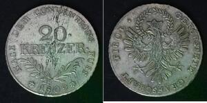 TYROL 20 Kreuzer 1809 - Silver - Maximilian Joseph I. Bavaria - VF - 414