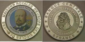 CONGO (D. R.) 5 Francs 1999 Proof - Netherlands / Prince Hendrik - 1118 *