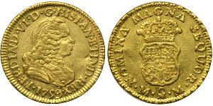 1 Ескудо Нова Іспанія (1519 - 1821) Золото Фердинанд VI  король Іспаніі (1713-1759)