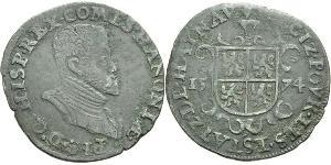 HAINAUT. États de Hainaut, 1574. Cuivre.Buste de Philippe II, roi d’Espagne (1556-1598) cuirassé à droite. R/. Armoiries du Hainaut, accostées du millésime. (F. n° 14541 – Dugniolle   2638). Cuiv ...