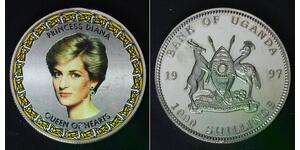 UGANDA 1000 Shillings 1997 Proof - Copper/Nickel - Princess Diana - 730