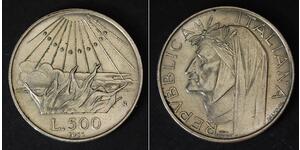 ITALY 500 Lire 1965 R - Silver 0.835 - Birth of Dante Alighieri - aUNC - 1350