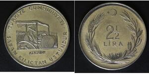 TURKEY 2-1/2 Lira 1970 - Stainless Steel - F.A.O. - aUNC - 2484