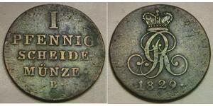 HANNOVER (German Kingdom) 1 Pfennig 1829 B - Copper - George IV. - VF/XF - 934 *