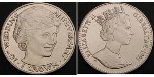 GIBRALTAR 1 Crown 1991 - Princess Diana - aUNC - 1319 