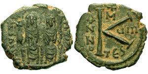 1/2 Follis 拜占庭帝国 青铜 查士丁二世