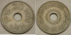 PALESTINE (British Administration) 20 Mils 1935 - Copper-Nickel - XF - 4174 *