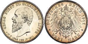  German States - Schaumburg-Lippe. 3 Marks, 1911-A. KM-50; J-66. Albrecht Georg, 1893-1911. On the death of prince Georg. PCGS graded Proof 64 Cameo. Estimated Value $400 - 500. Categories: World ...
