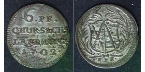 SAXONY ALBERTINE 6 Pfennig 1702 EPH - Silver - Friedrich August I. - VF- - 2192