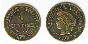 FRANCE 1 Centime 1886 A - Bronze - VF - 4354