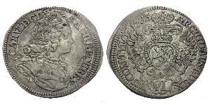 6 Крейцер Богемия Серебро Карл VI император Св. Римской империи (1685-1740)