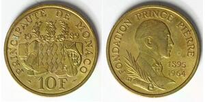 MONACO 10 Francs 1989 - Prince Pierre Foundation - Rainier III. - aUNC - 3796