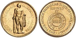 1954,MAROKKO. Private Issue. 1 Unze o. J. (1954). First Banking Corporation Tangier - N M Rothschild & Sons. 33.91 g. Selten / Rare. Fast vorzüglich / Extremely fine. (~€ 1230/USD 1415)