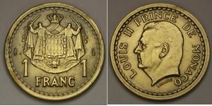 MONACO 1 Franc ND (1945) (a) - Aluminium-Bronze - Louis II. - VF/XF - 2961 *